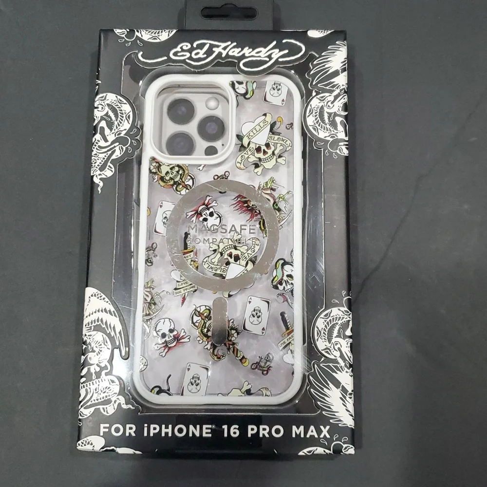 Ed Hardy white clear transparent ed hardy print iPhone 16 pro max phone case new